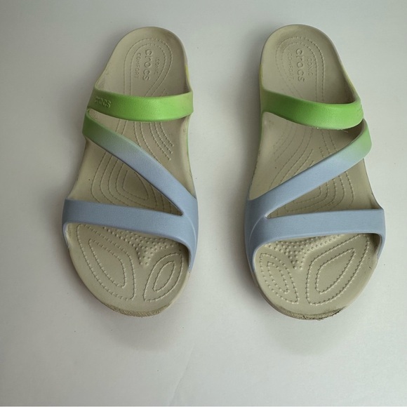 Crocs Kadee Sandals Women's size 11 Shoes Blue Green Lightweight Waterproof - Picture 7 of 11